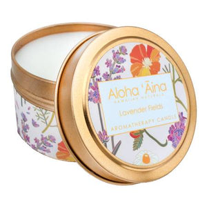 Lavender Fields - Hawaiian Aromatherapy Gold Tin Candle - TheArtsyBox