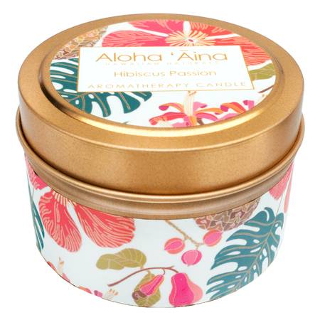 Hibiscus Passion - Hawaiian Aromatherapy Gold Tin Candle - TheArtsyBox