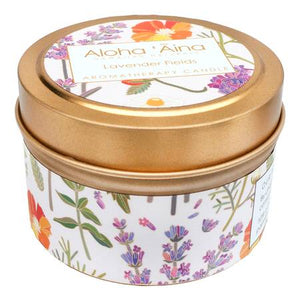 Lavender Fields - Hawaiian Aromatherapy Gold Tin Candle - TheArtsyBox