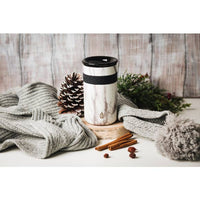 12 oz White Marble Tumbler with ceramic lid - TheArtsyBox