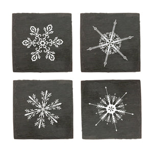 Rustic Holiday Snowflake Slate Coasters - TheArtsyBox