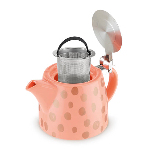 Harper Peach and Copper Ceramic Teapot & Infuser by Pinky Up - TheArtsyBox