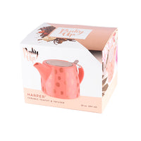 Harper Peach and Copper Ceramic Teapot & Infuser by Pinky Up - TheArtsyBox