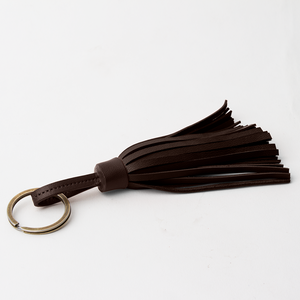 Dark Brown Dark Brown Leather Tassel Keychain - TheArtsyBox