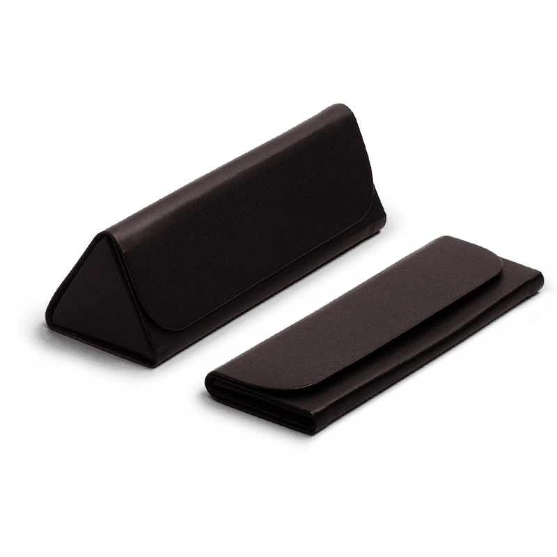 Dark Brown Faux Leather Foldaway Slim Eyewear/Sunglass Case - TheArtsyBox