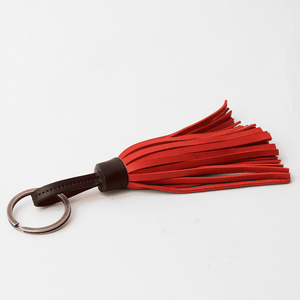 Dark Brown Red Leather Tassel Keychain - TheArtsyBox