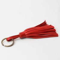 Red Red Leather Tassel Keychain - TheArtsyBox