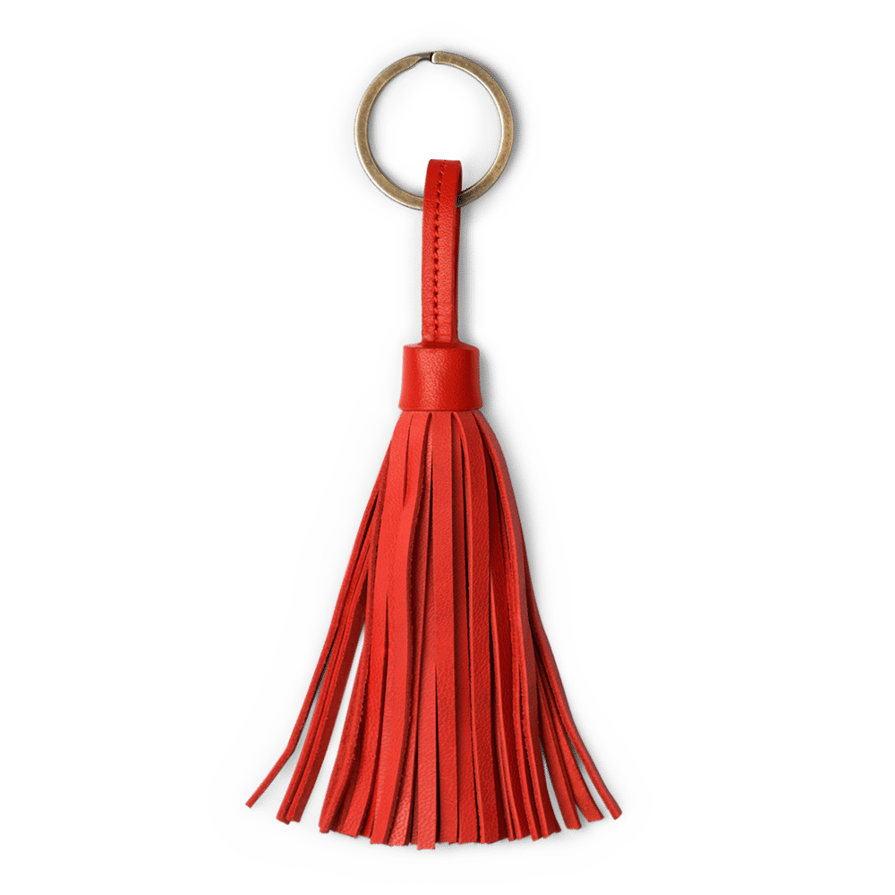 Red Red Leather Tassel Keychain - TheArtsyBox