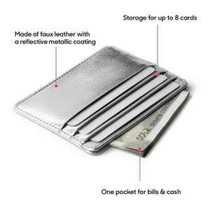 Silver Metallic Skinny Fit Card Wallet - TheArtsyBox