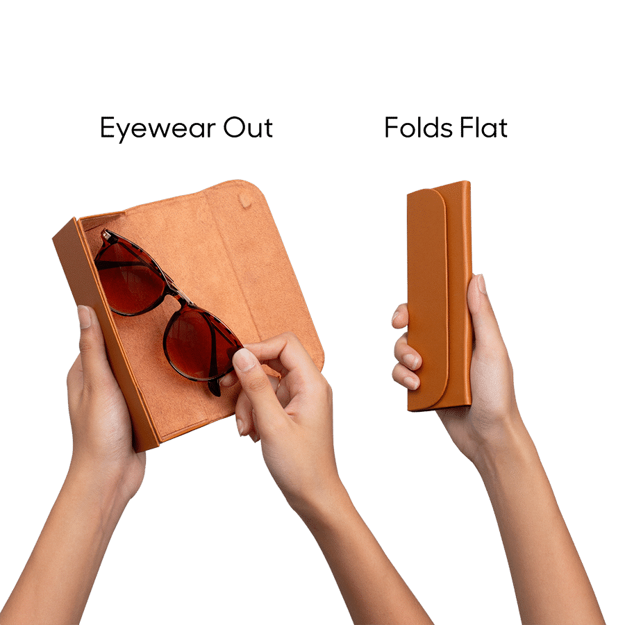 Tan Faux Leather Foldaway Slim Eyewear/Sunglass Case - TheArtsyBox