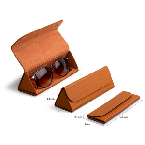 Tan Faux Leather Foldaway Slim Eyewear/Sunglass Case - TheArtsyBox