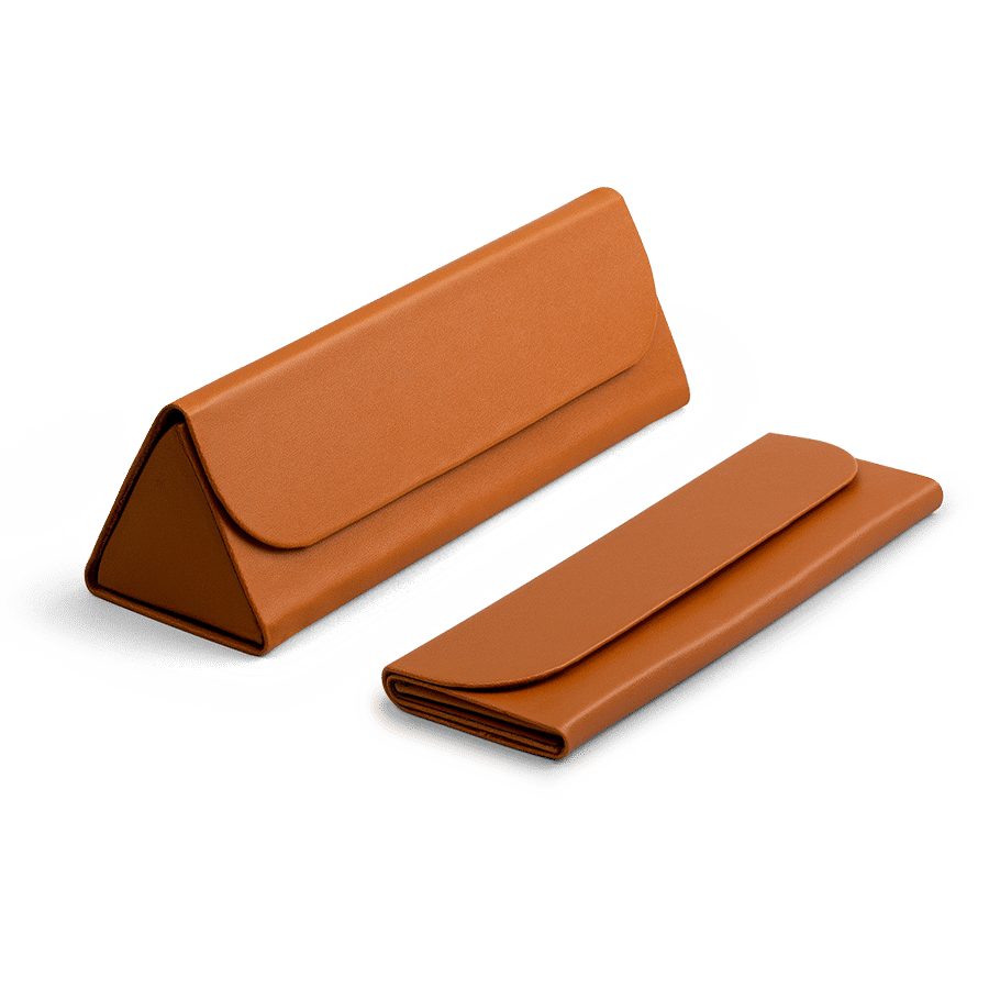 Tan Faux Leather Foldaway Slim Eyewear/Sunglass Case - TheArtsyBox