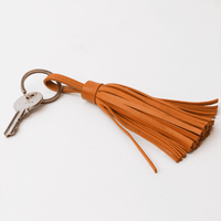 Tan Tan Leather Tassel Keychain - TheArtsyBox