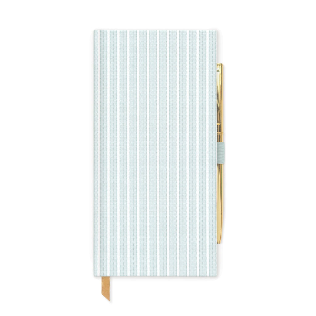"MINT STRIPED" Skinny journal with pen