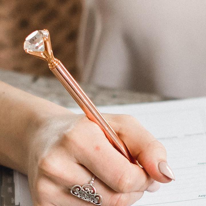 Rose Gold Diamond Top Pen - TheArtsyBox