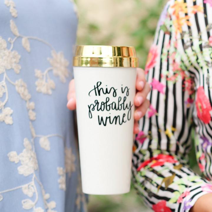 This is probably wine Gold travel mug - TheArtsyBox