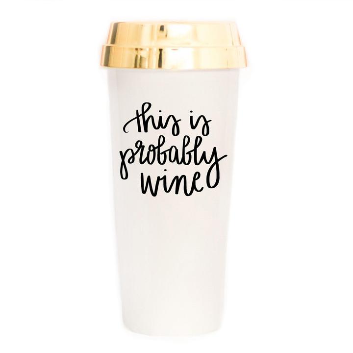 This is probably wine Gold travel mug - TheArtsyBox